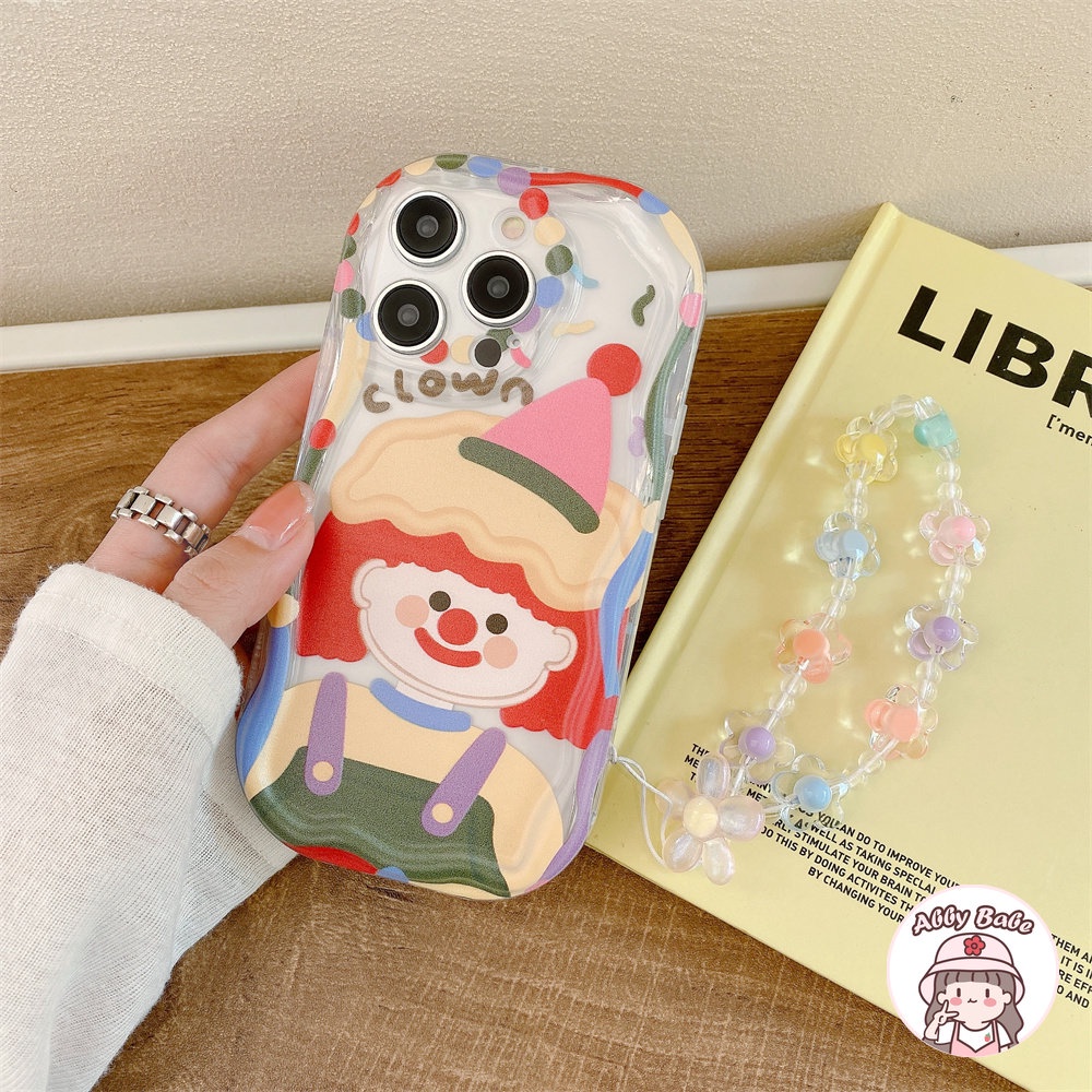 Ốp Điện Thoại TPU Dẻo Họa Tiết Chú Hề &amp; Hoa Kèm Vòng Đeo Tay Chống Sốc Cho IPhone 14 Pro Max 11 12 11 Pro Max X XS 7Plus