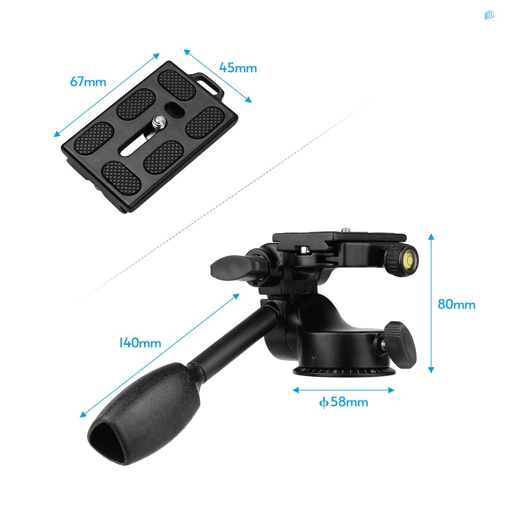ANDOER Đầu Giảm Xóc 3 Chiều 3D Bằng Hợp Kim Nhôm Kèm Tay Cầm Chảo Hỗ Trợ 360 Độ° Giá Đỡ Ba Chân Cho Máy Ảnh Mooramic / Panoramic / Hầu hết DSLR ILDC