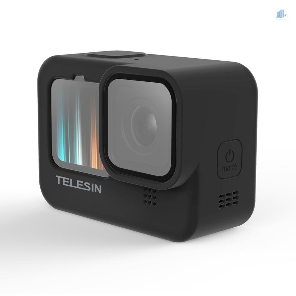 TELESIN Vỏ Bảo Vệ Máy Ảnh Bằng Silicon Dẻo Màu Đen Kèm Nắp Lens Thay Thế Tiện Dụng Cho smartwatchinone Tel Resin Action 9 10