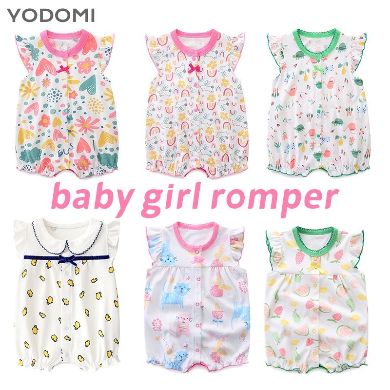 Áo Liền Quần Bằng Cotton Tay Ngắn Thời Trang Mùa Hè Cho Bé Gái Sơ Sinh 2171