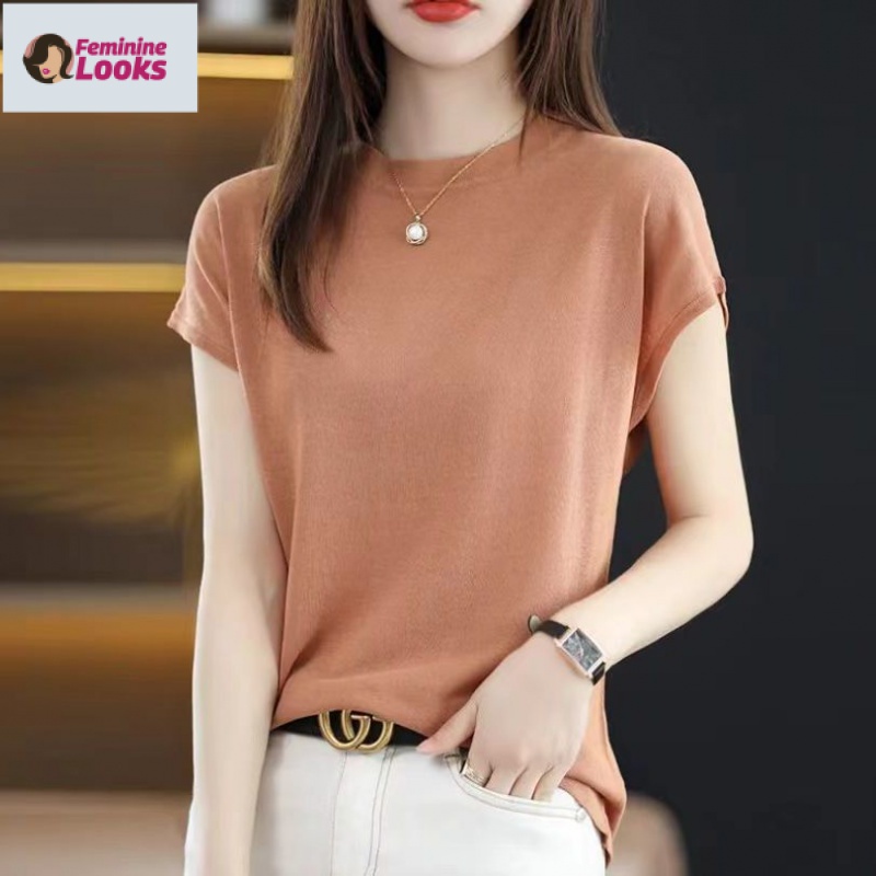 Áo Dệt Kim Mỏng Sát Nách Cổ Tròn Phong Cách Hàn Quốc