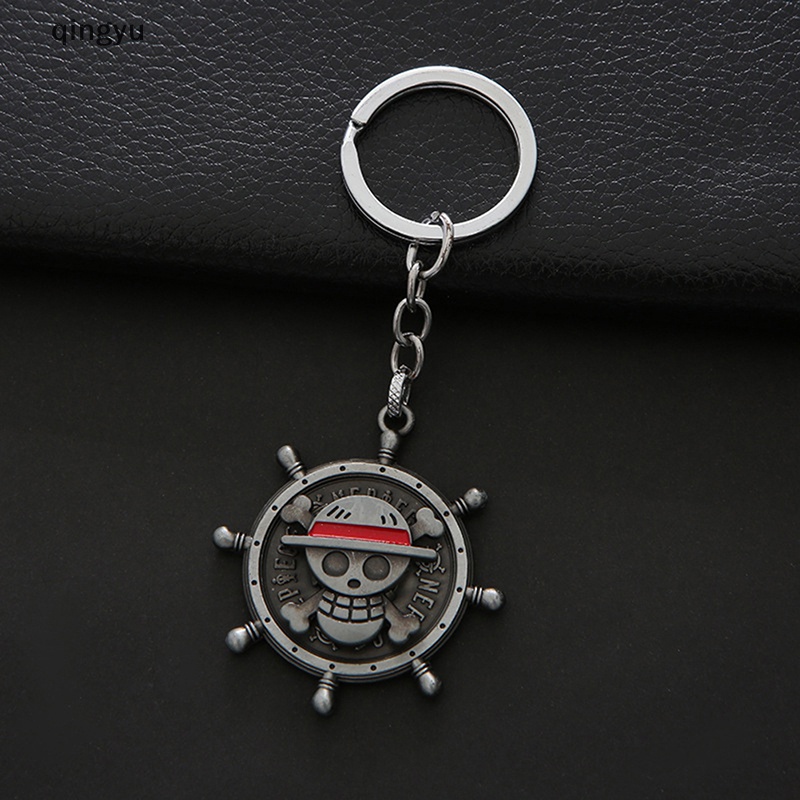 Móc Khóa Kim Loại Hình Nón Đầu Lâu / Bánh Lái Xoay Được Mẫu One Piece Luffy