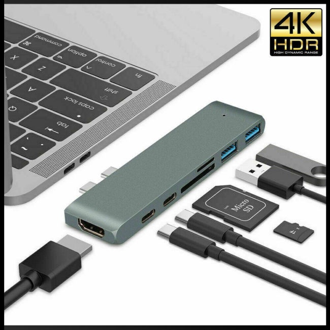 Bộ Chia Cổng Usb 3.1 Type-c Hdmi 3.0 7 Trong 1 Cho Macbook Pro