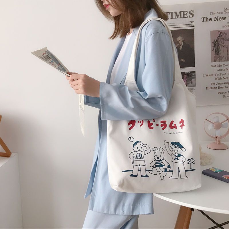 Túi Xách Canvas Cỡ Lớn Thiết Kế Đơn Giản Phong Cách Hàn Quốc Cho Nữ