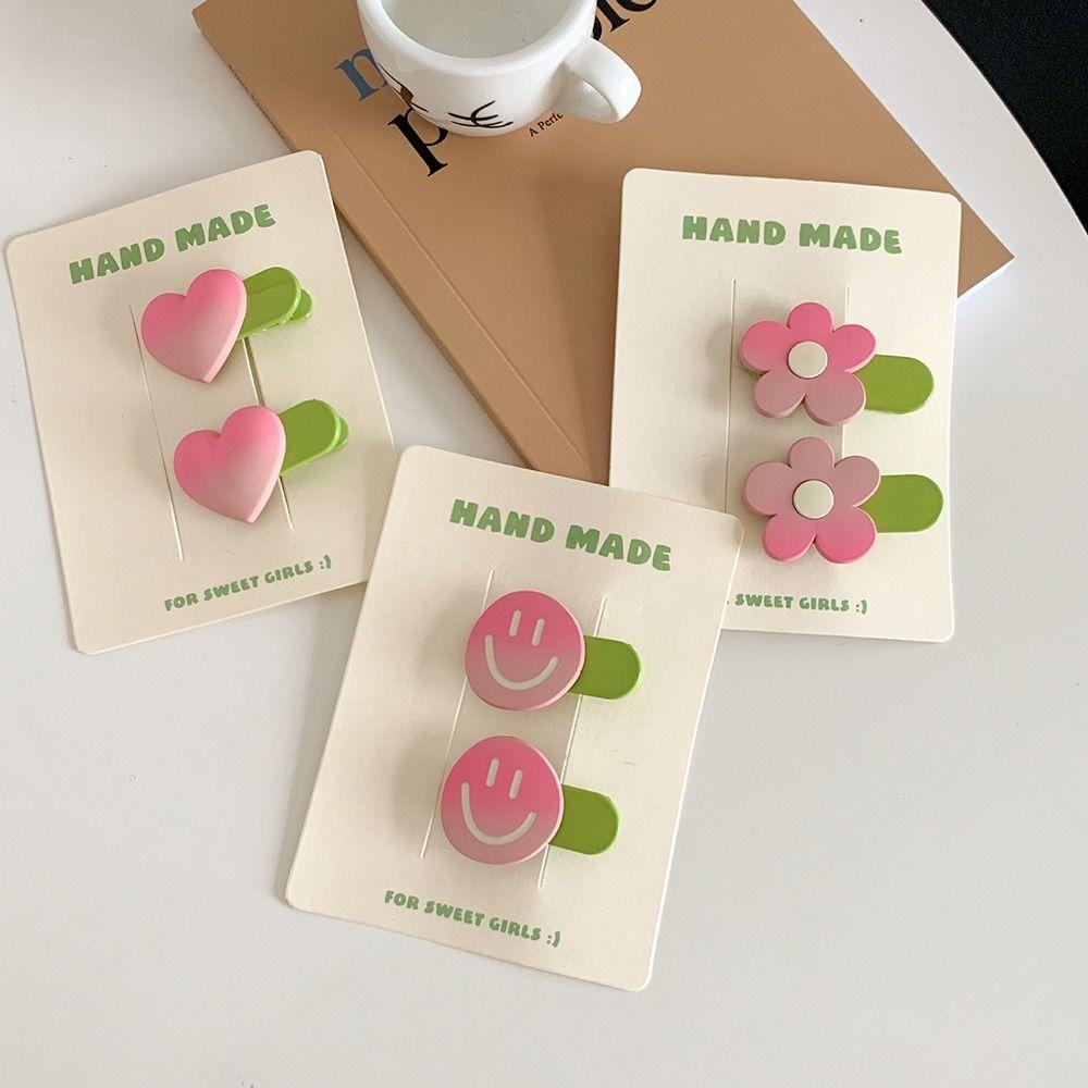 Kẹp Tóc Mỏ Vịt Hình Trái Tim / Mặt Cười Đơn Giản Ngọt Ngào Cho Nữ Y2K