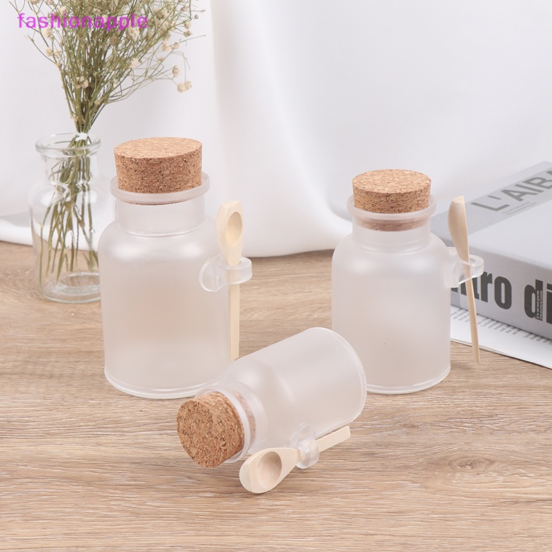 Lọ Nhựa Rỗng Đựng Muối Tắm Kèm Muỗng Và Nút Bần Tiện Dụng