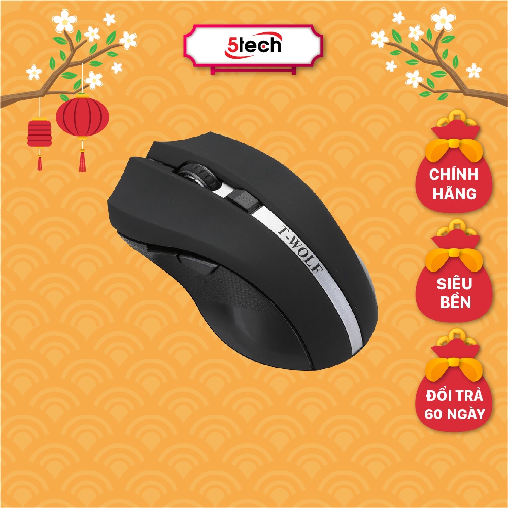 Chuột không dây T-Wolf chính hãng, chuột máy tính gaming không tiếng click, độ nhạy cao, thiết kế nhỏ gọn cho văn phòng