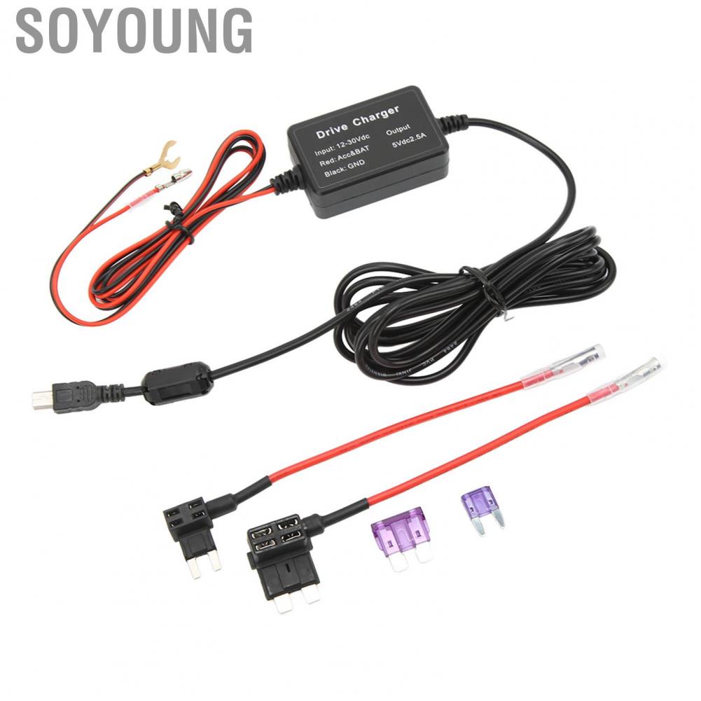 Soyoung Car Dash  Power Cord Hidden Wiring Voltage Transform High Current Cam Hardwire Kit 12V‑30V To 5V for Mirror