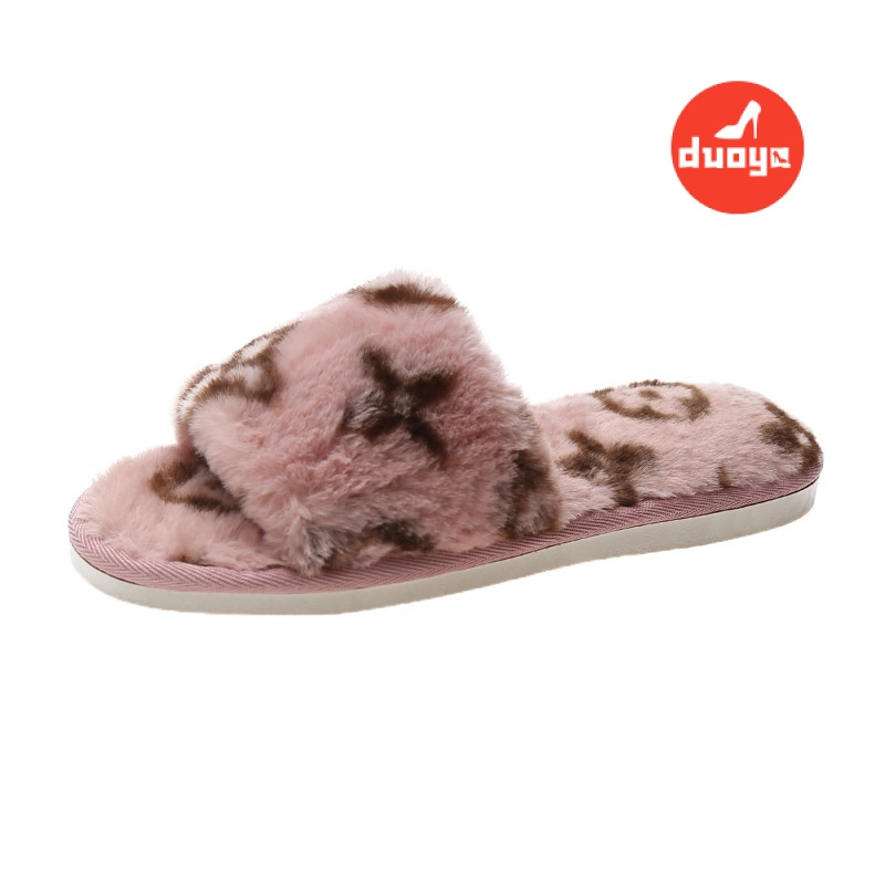 Dép Bông Đi Trong Nhà Dạng Lật Bằng Lông Thỏ Giữ Ấm Chân Quai Chéo Phong Cách Mới 2022 Dễ Phối Đồ Cho Nữ
