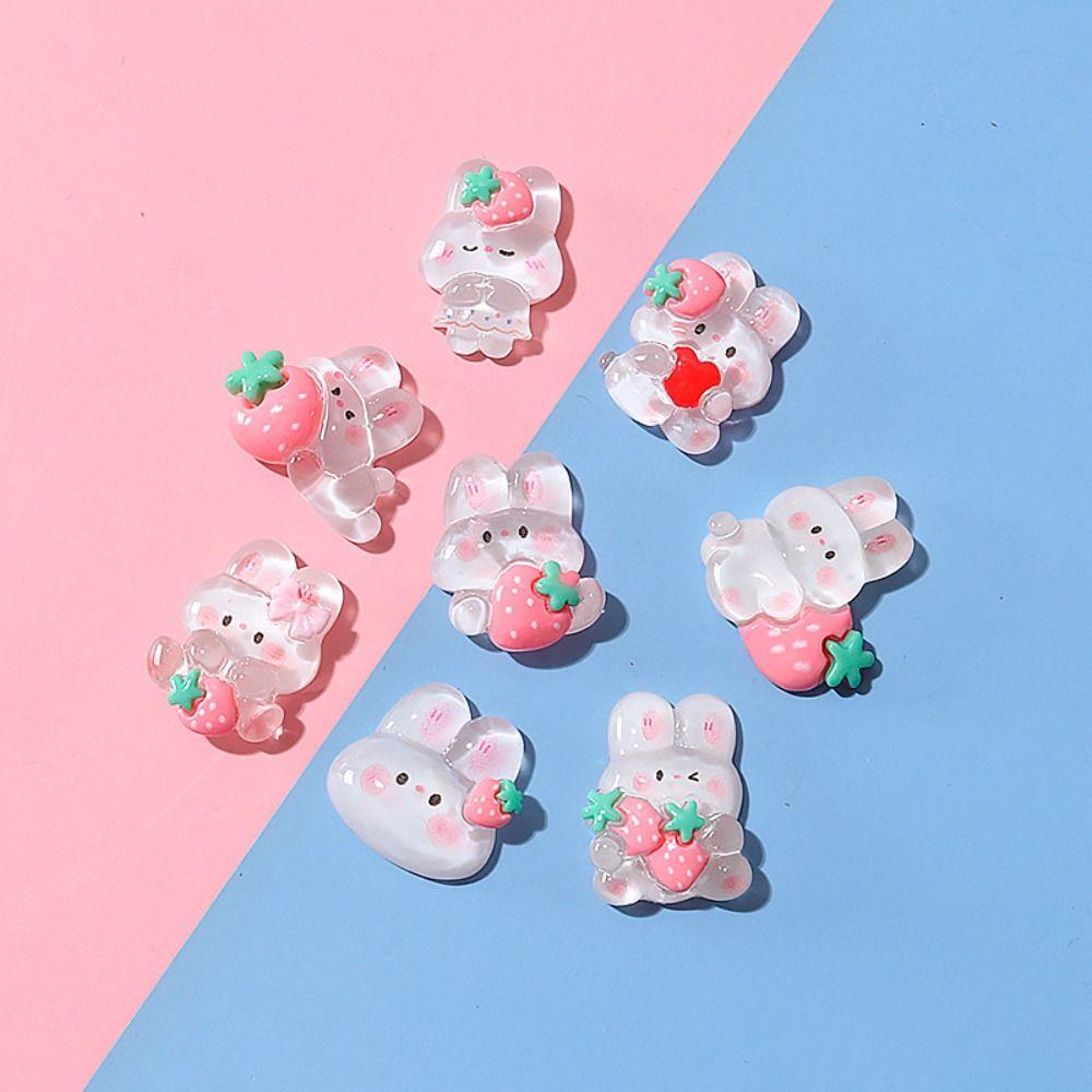 Set 10 Miếng Dán Trang Trí Ốp Điện Thoại Trong Suốt Họa Tiết Thỏ Dễ Thương