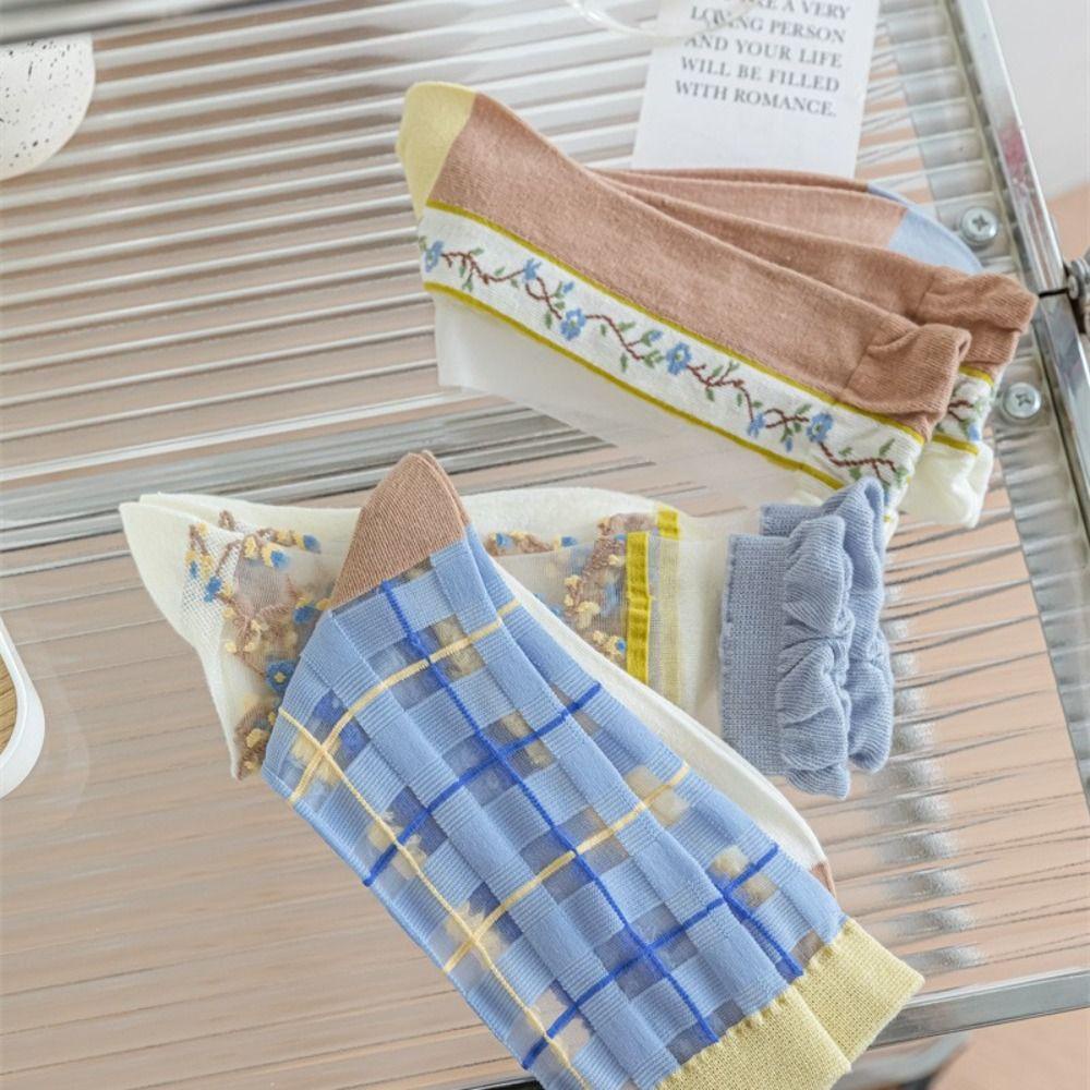 Vớ Lụa Thủy Tinh Mỏng Trong Suốt Thấm Hút Mồ Hôi Thoáng Khí Dễ Thương