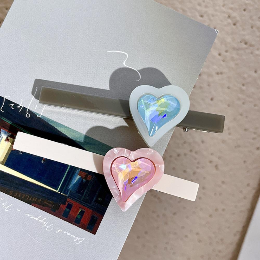 ANEMONE Kẹp Tóc Dài Hình Trái Tim Đính Đá Màu Sắc Gradient Sáng Tạo