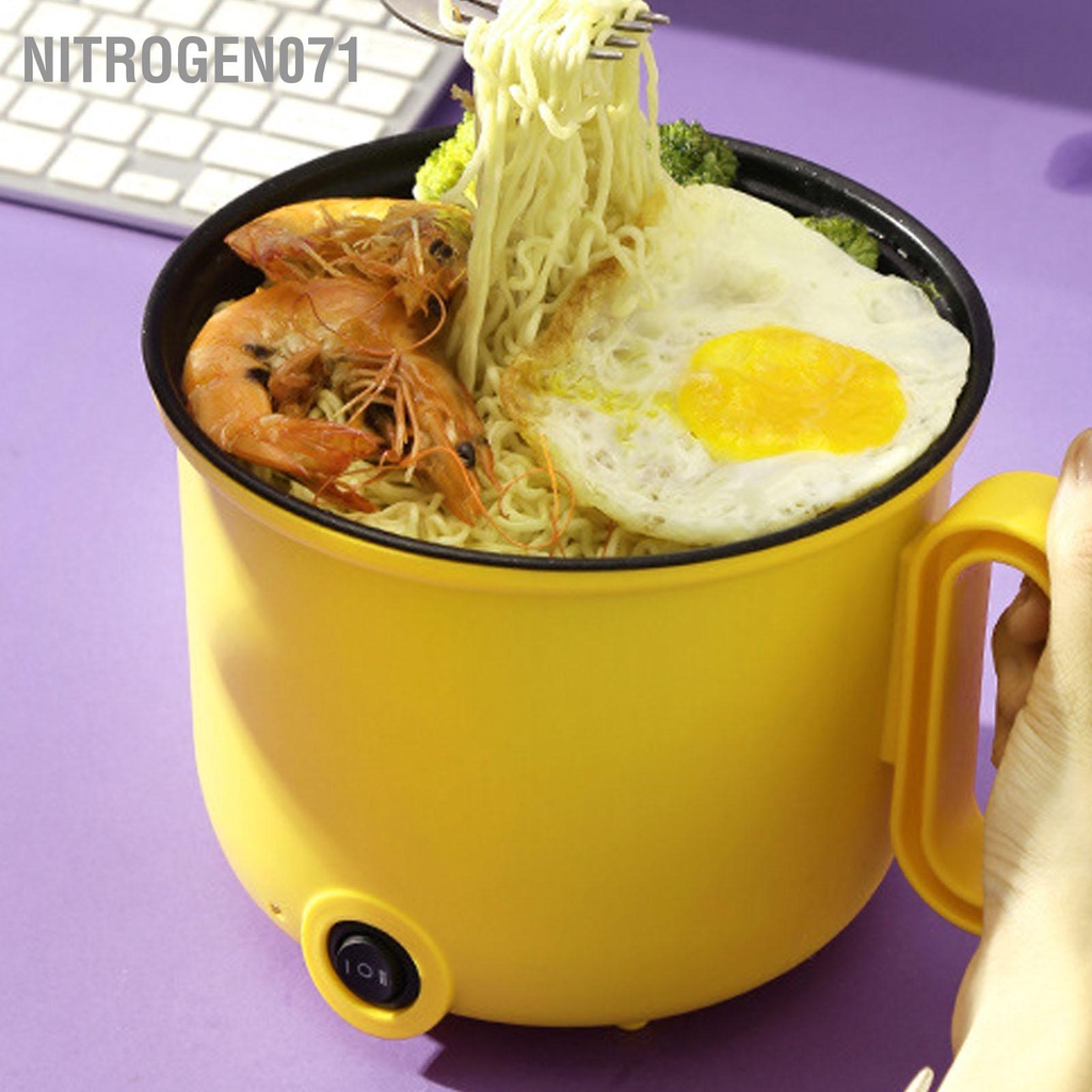 Nitrogen071 Nồi Điện 1.5L Tráng Tay Cầm Chống Bỏng Nước Nắp Trong Đa Năng Cho Gia Đình Ký Túc Xá Đảng