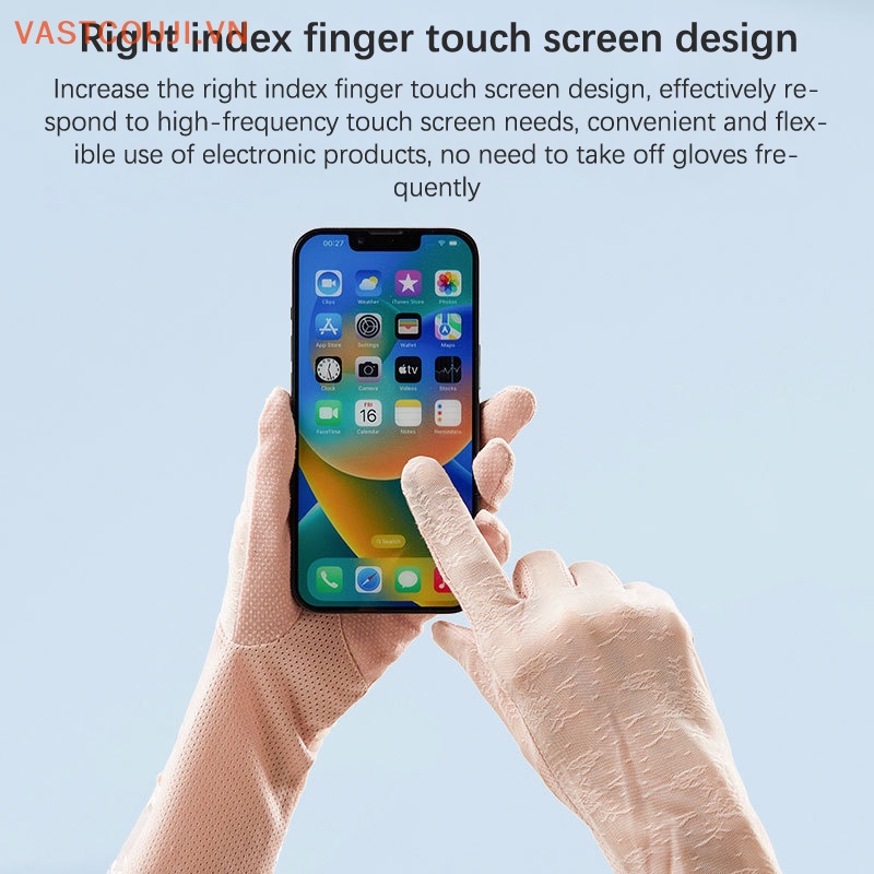 1 Đôi Găng Tay Chống Trượt Vải Lụa Lạnh Phối Ren Thoáng Khí Thời Trang Mùa Hè Cho Nữ