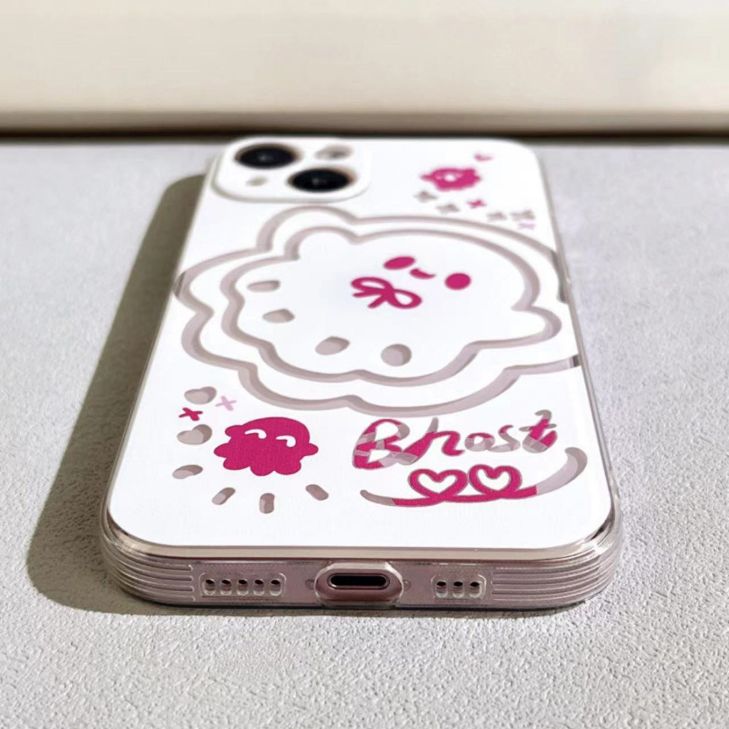 ✅Ốp Điện Thoại Thời Trang Sang Trọng Cho Iphone111412Ốp Điện Thoại Trong Suốt Màu Trắng / Kem Hình Ma Nhỏ Cho iPhone13pro 8 xs