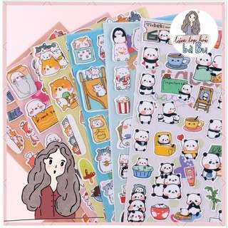 Miếng stickers động vật dễ thương bằng nhựa chống nước dùng trang trí nhật ký DIY