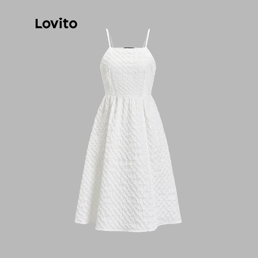 Đầm midi Lovito kiểu chữ A không tay xếp nếp màu trơn thường ngày cho nữ L51ED124 (Màu mơ)