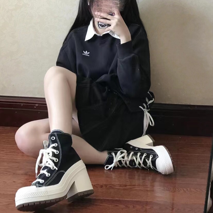 Giày Cao Gót Conv Chuck 70 De Luxe Đế Dày Màu Trắng Đen Phong Cách Vintage 2023