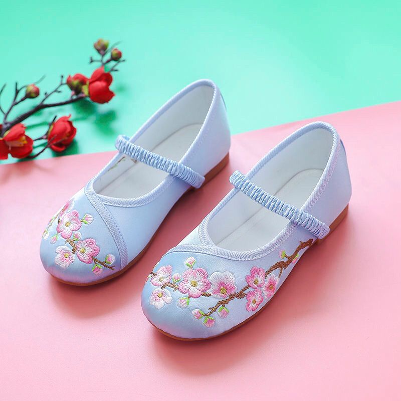 Giày Búp Bê Thêu Họa Tiết Phong Cách Trung Hoa Cổ Điển Xinh Xắn Dành Cho Các Bé