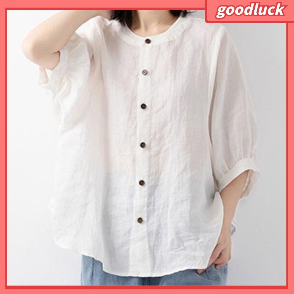Áo Sơ Mi Tay Lửng Cổ Tròn Màu Sắc Thời Trang Dành Cho Nữ