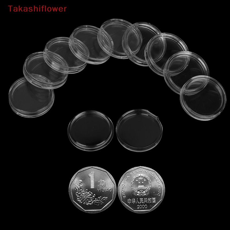 Set 10 Hộp Tròn Trong Suốt Đựng Tiền Xu 22.5mm Tiện Dụng