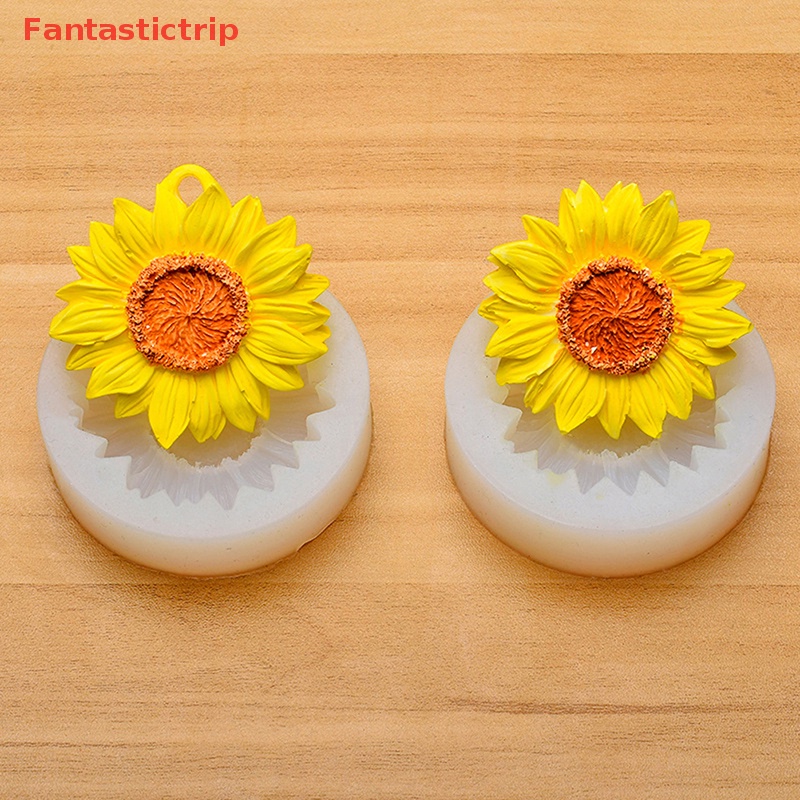 [Fantastictrip] Khuôn Silicon Hình Hoa Hướng Dương 3D DIY Có Lỗ Gắn Gương Chiếu Hậu Ô Tô