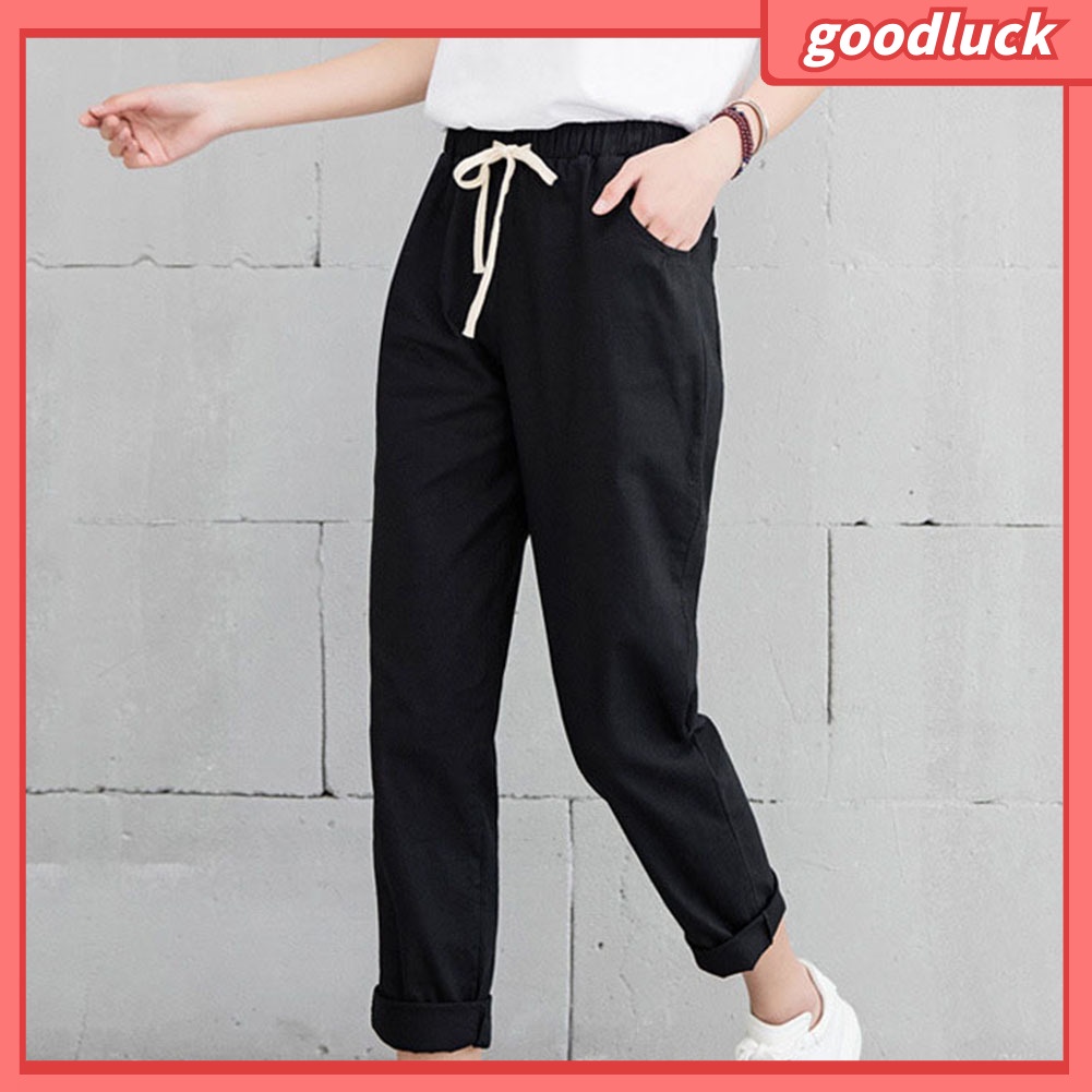 Thắt Lưng Dây Rút Bằng Cotton Co Giãn Màu Trơn Dành Cho Nữ