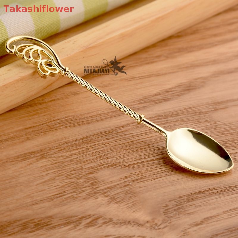 Muỗng Uống Cà Phê Bằng Đồng Chạm Khắc Phong Cách Vintage