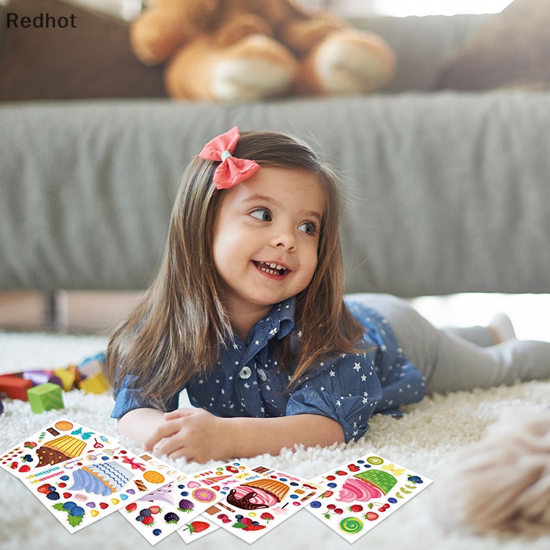 Bộ 6 / 12 / 24 Miếng Dán Xếp Hình Trang Trí Bánh Cupcake DIY Cho Bé