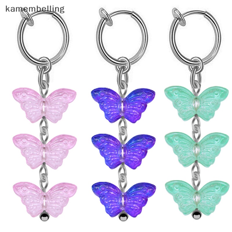 Kamembelling Khuyên Rốn Dạng Kẹp Tua Rua Hình Bướm Thời Thượng Hai Chức Năng Cho Nữ EN