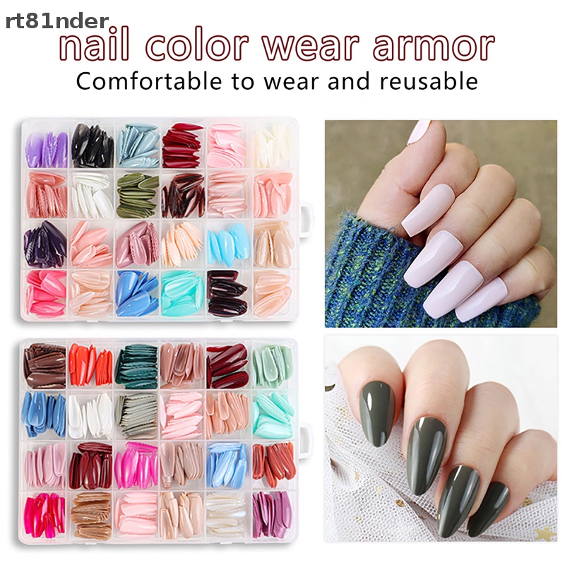 Rt Set 576 Móng Tay Giả Ngắn Che Phủ Toàn Diện Chất Liệu Acrylic