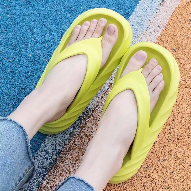 [MH] Dép Xỏ Ngón Eva Dày Đế Mềm Màu Trơn Đơn Giản Thời Trang Đi Biển Thường Ngày Dành Cho Nữ Sinh