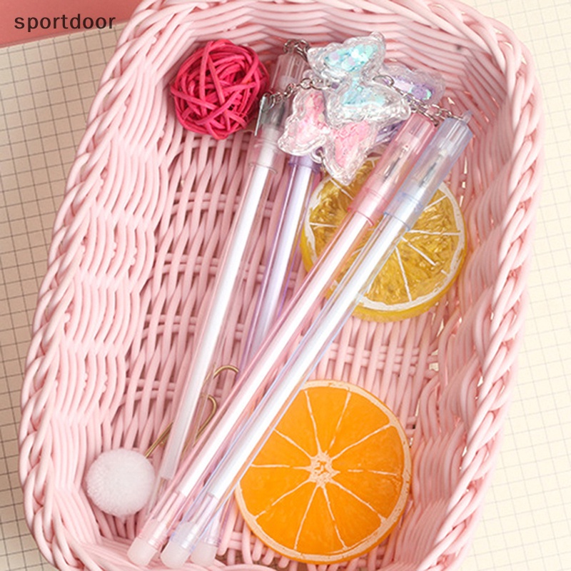 1 Cây Bút Mực Gel Ngòi 0.5mm Hình Bướm Đính Kim Sa Màu Sắc Ngẫu Nhiên Sáng Tạo Dành Cho Học Sinh