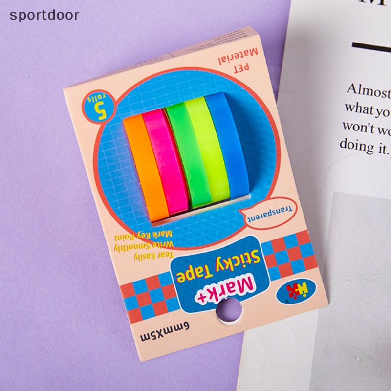 [sportoutdoor] 5 Cuộn Giấy Dán Ghi Chú 5 Màu Trong Suốt Huỳnh Quang Tự Trang Trí Văn Phòng / Trường Học Cho Bé