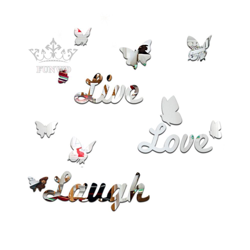 Sticker Dán Tường Hình Chữ Live Love Laugh Màu Vàng / Bạc