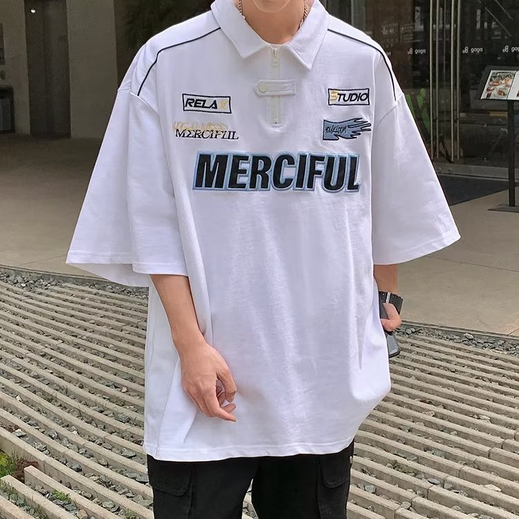 Áo polo Cotton Ngắn Tay Thêu Chữ Thời Trang Hàn Quốc 2023
