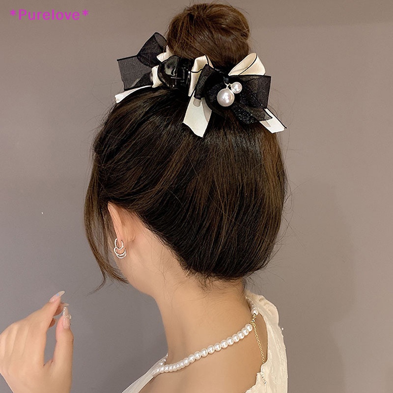 Kẹp Tóc Nơ Ren Đính Ngọc Trai Thời Trang Hàn Quốc Dành Cho Nữ Mới