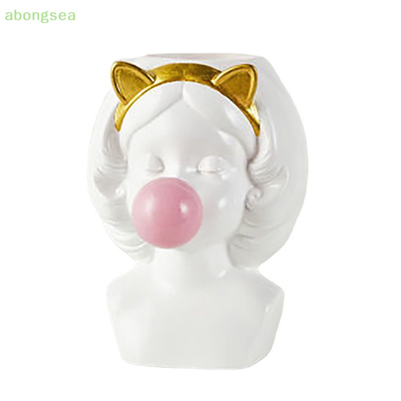 Abongsea Mô Hình Cô Gái Hoạt Hình Bằng Nhựa Resin Trang Trí Chậu Hoa