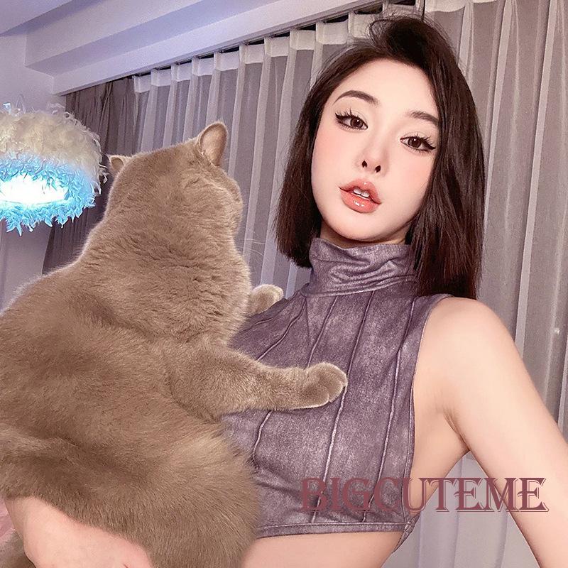 Áo Croptop Sát Nách Cổ Lọ In Họa Tiết Phong Cách Đường Phố Thời Trang Mùa Hè Cho Nữ