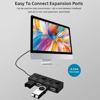 Usb 2.0 Hub Multi Splitter 4 Ports Expander Multiple Use Power Adapter With Switch For Pc Computer [Q/15]