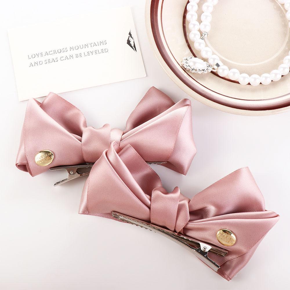 ANEMONE Kẹp Tóc Vải Satin Đính Nơ Dễ Thương Cho Nữ