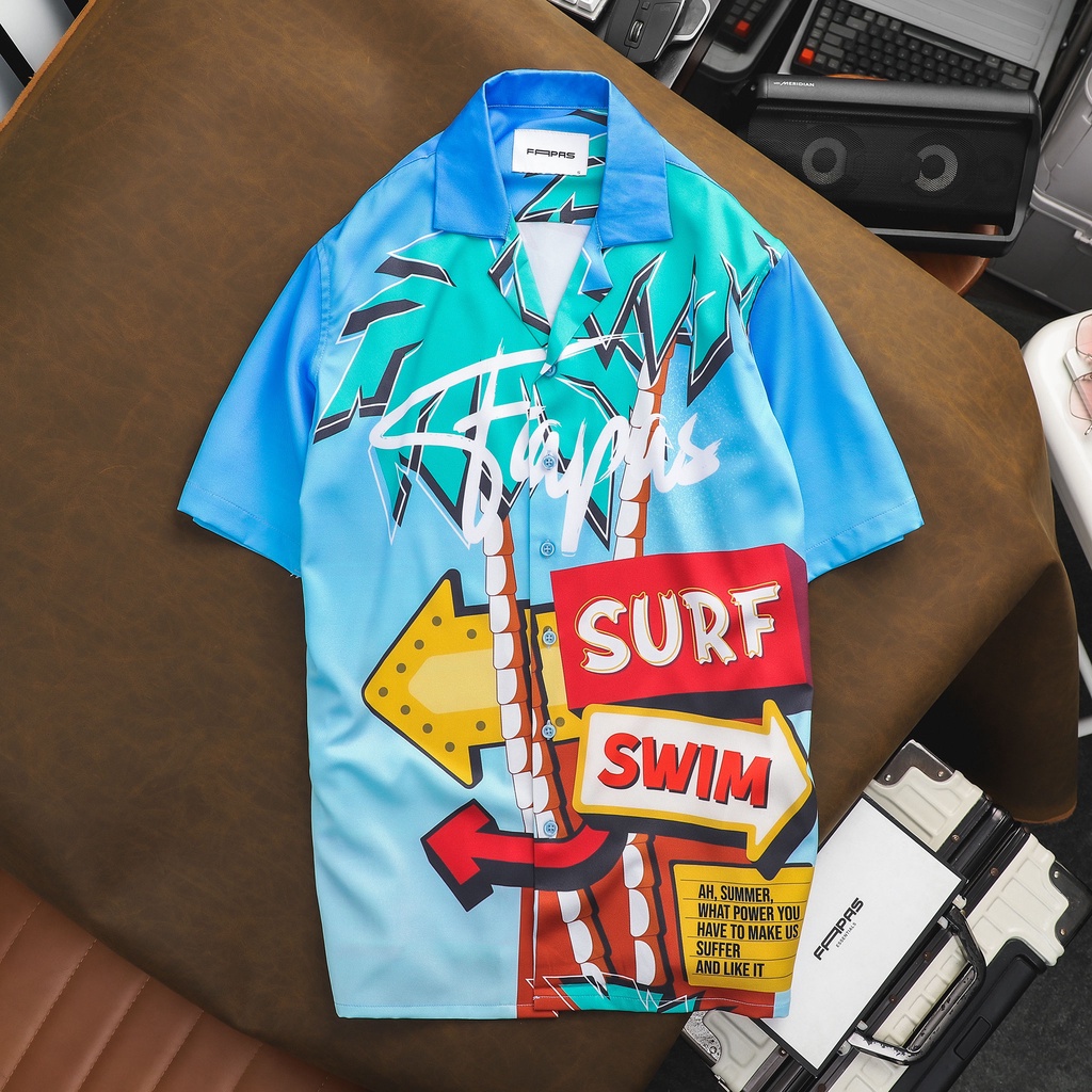 Áo Sơ Mi Tay Ngắn Nam Surf Màu Sắc Tươi Sáng Phong Cách Mùa Hè Năng Động Form Relaxed FAPAS