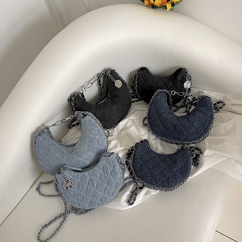 Túi Đeo Chéo Denim Quai Xích Thời Trang Mùa Hè 2023 Phong Cách Mới Cho Nữ