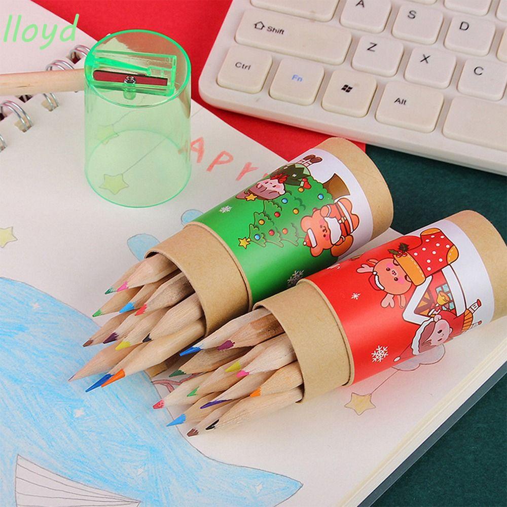 Lloyd Bút Chì Màu Giáng Sinh Kèm Đồ Chuốt Viết Vẽ Tay Cho Học Sinh / Văn Phòng