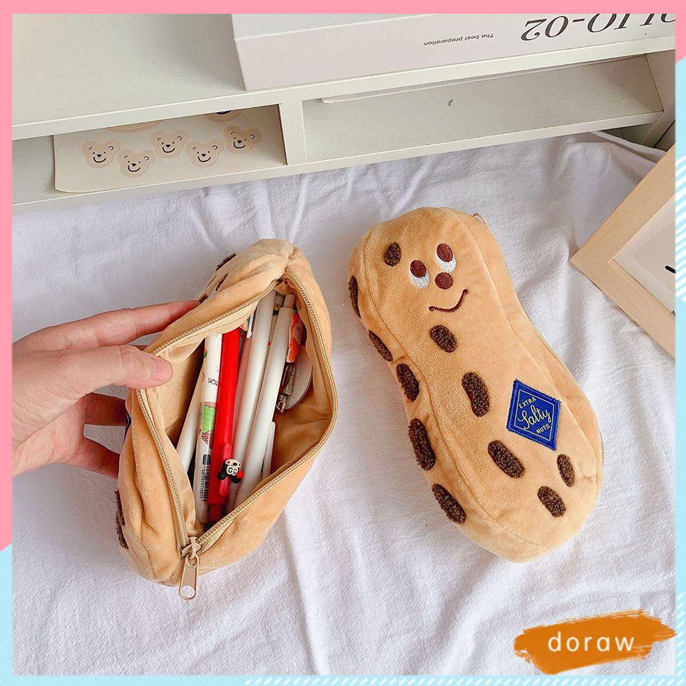 Túi Đựng Bút Bằng Vải Bạt Phối Lông Hình Hoạt Hình