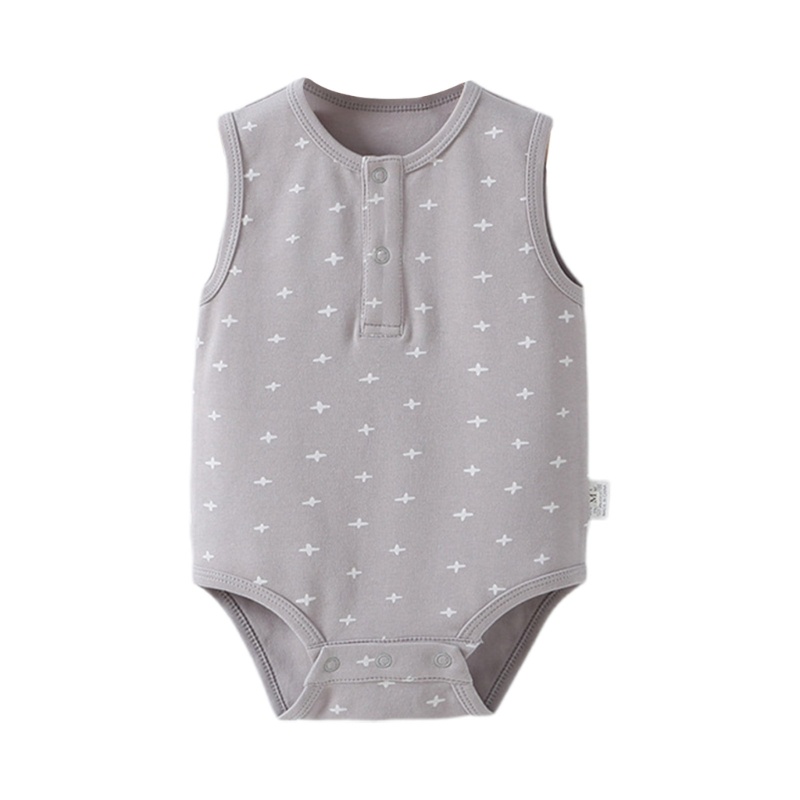 Bộ Áo Liền Quần Bằng Cotton Không Tay In Hoạ Tiết Thời Trang Dành Cho Bé Trai Gái