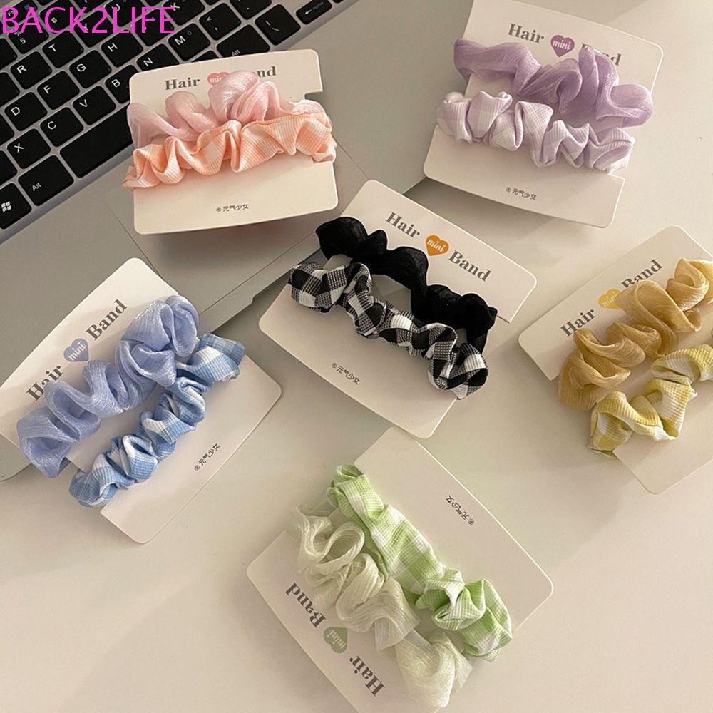 Dây Buộc Tóc Vải Satin Họa Tiết Kẻ Sọc Đơn Giản Phong Cách Hàn Quốc 2life