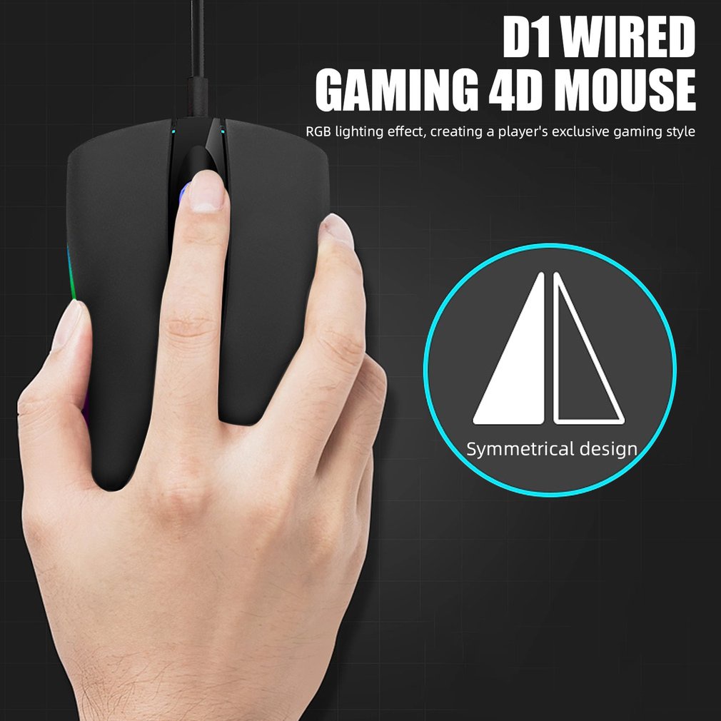 Wire Mouse 1600Dpi Optical 4 Keys Usb Rgb Backlight Gaming Desktop Laptop Computer Accessories [Q/5]