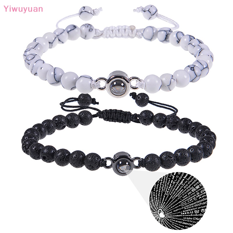 Vòng Đeo Tay 100 Ngôn Ngữ I Love You Bằng Đá Tự Nhiên Mới