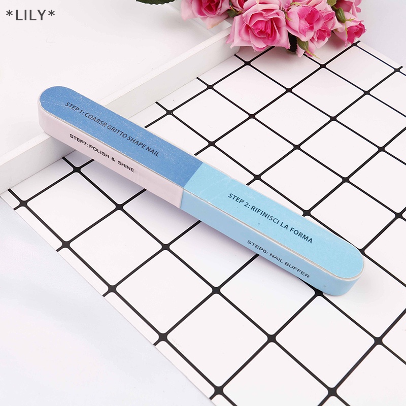 Lily 1 cái giũa móng tay in sáng tạo cát chà nhám giũa đánh bóng sáu mặt dụng cụ làm móng uuu